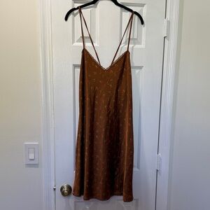 Chocolate Brown Floral Slip Dress- Cherry design